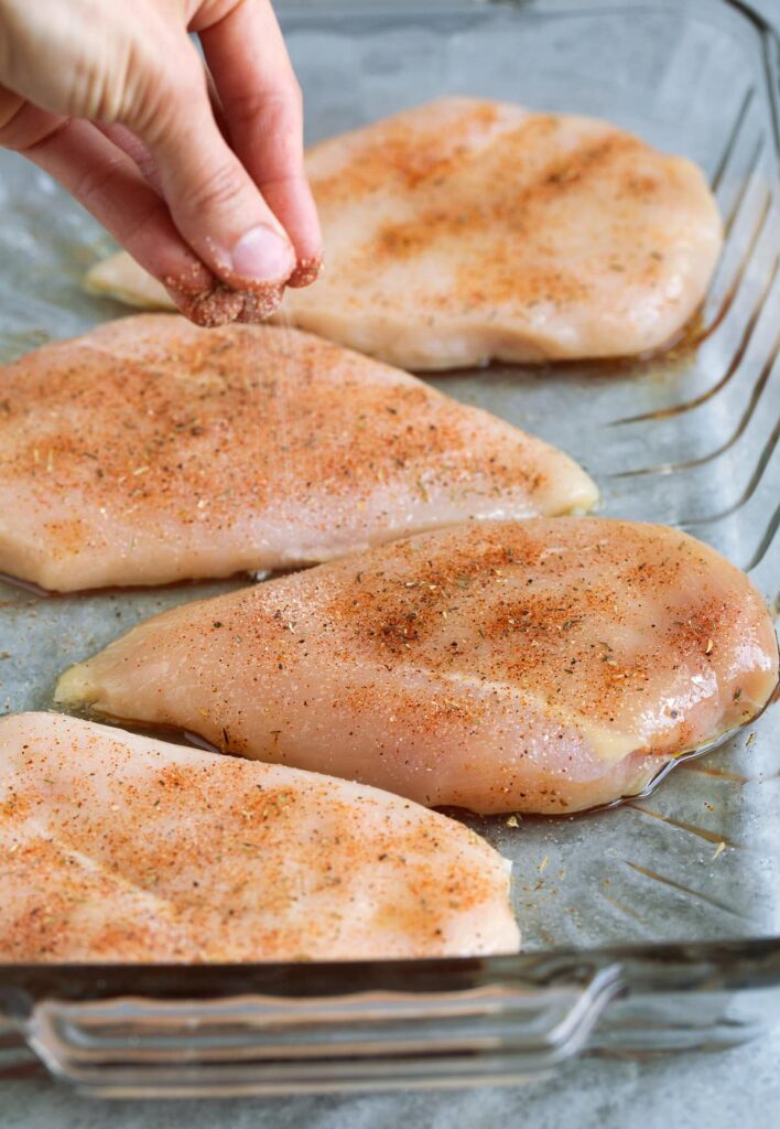 Seasoning Barbecued Chicken Breast in the Oven