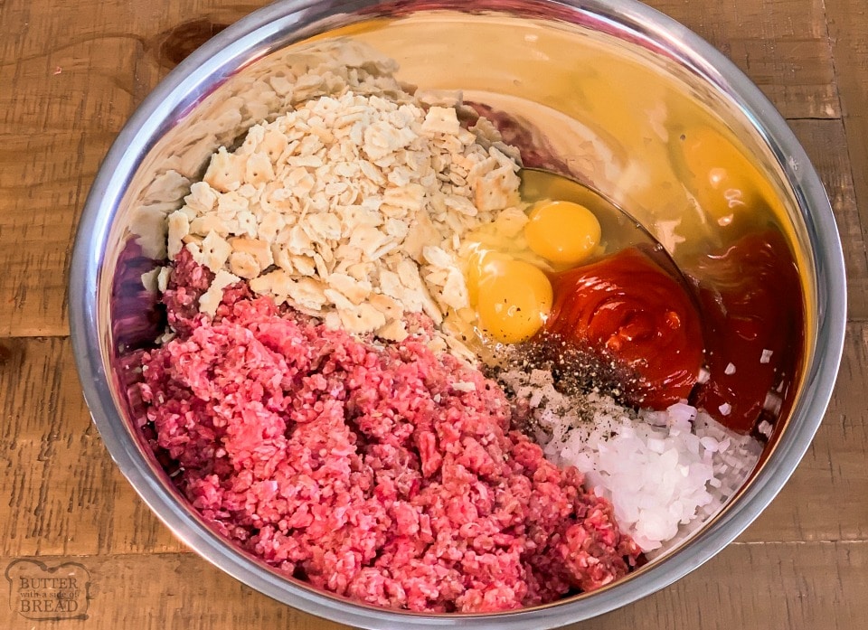 Smoked Meatloaf Recipe:  mix together the ground meat, diced onion, and any other meat ingredients