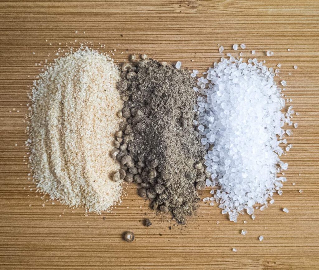 kosher salt, black pepper, and garlic powder