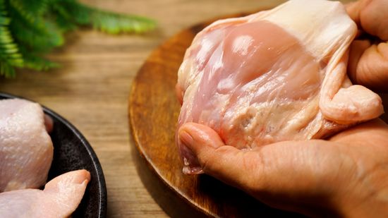 Trim off any excess fat or skin the chicken thighs
