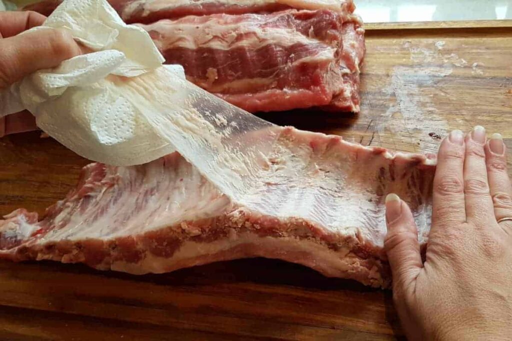 How Long to Cook Spare Ribs on BBQ: removing membrane