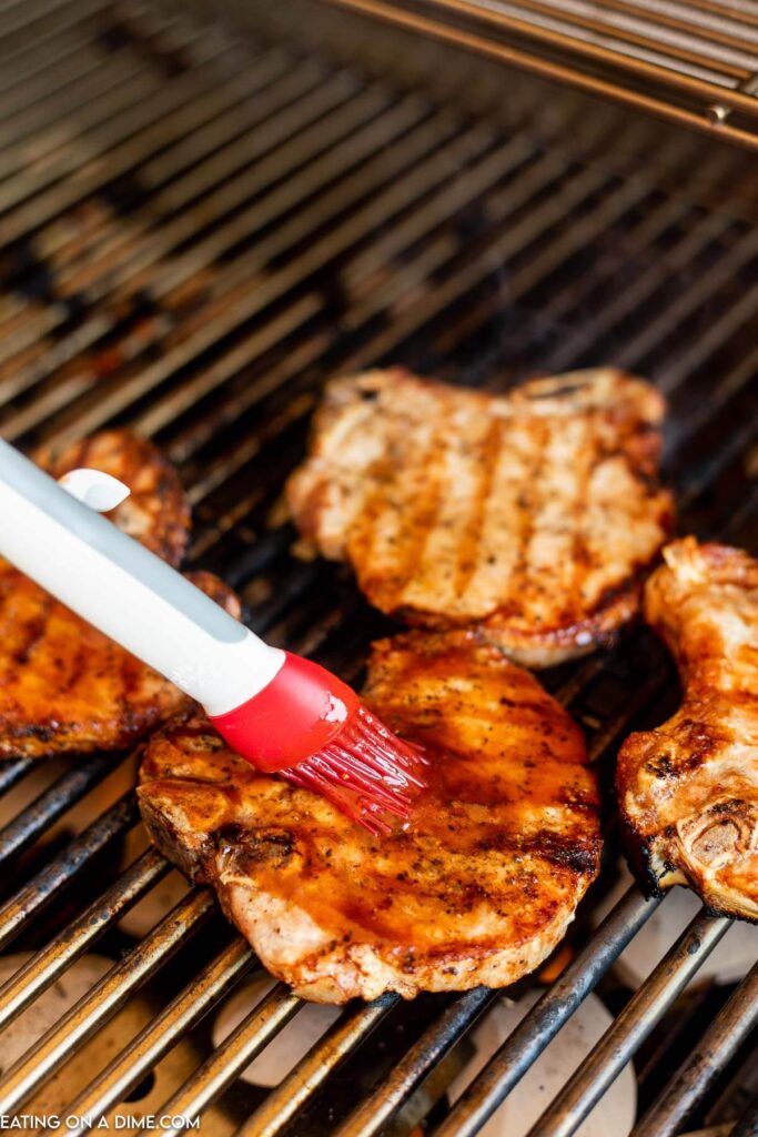 
Grilling the Pork Chops and Basting Sauce
