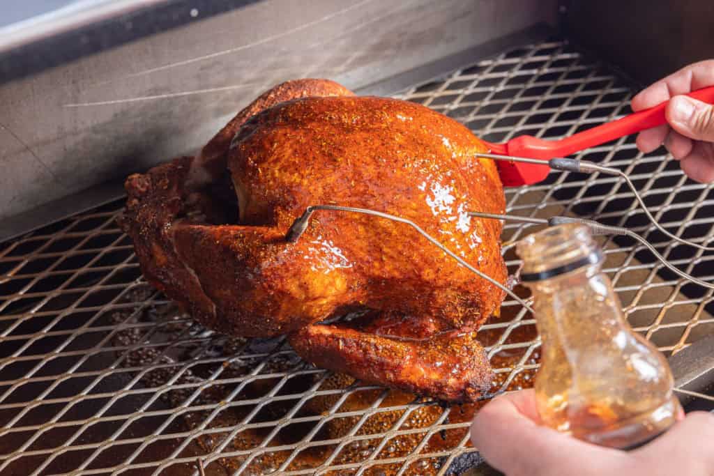 Proper technique for BBQing a smoked turkey
