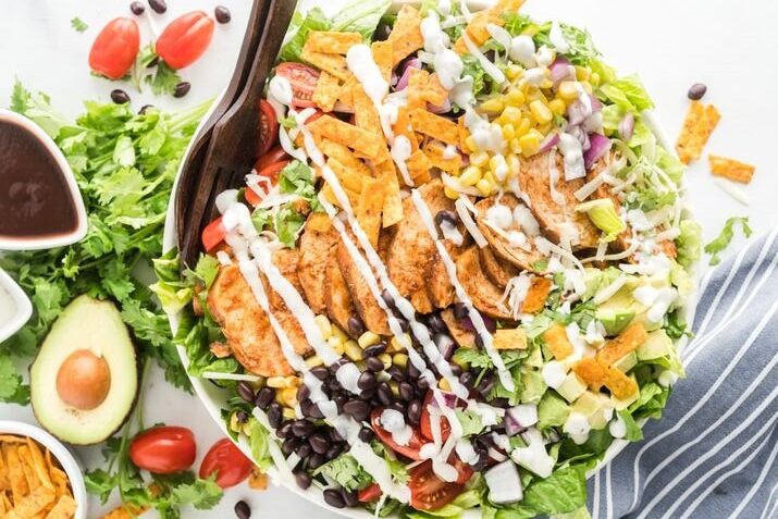 Serving the Salad for Barbecue Chicken Ranch Salad