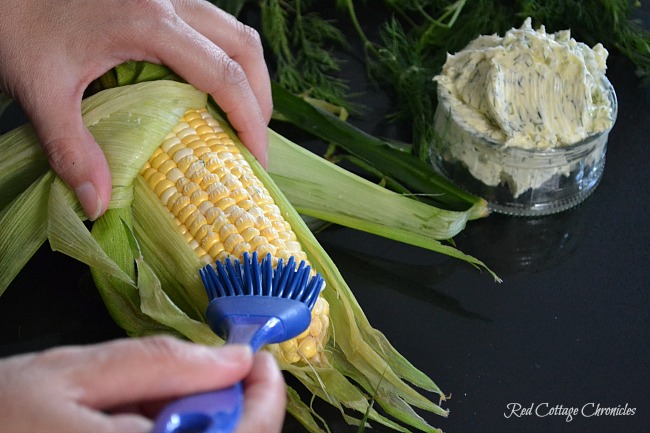 Using Lemon Dill Butter on the Corn