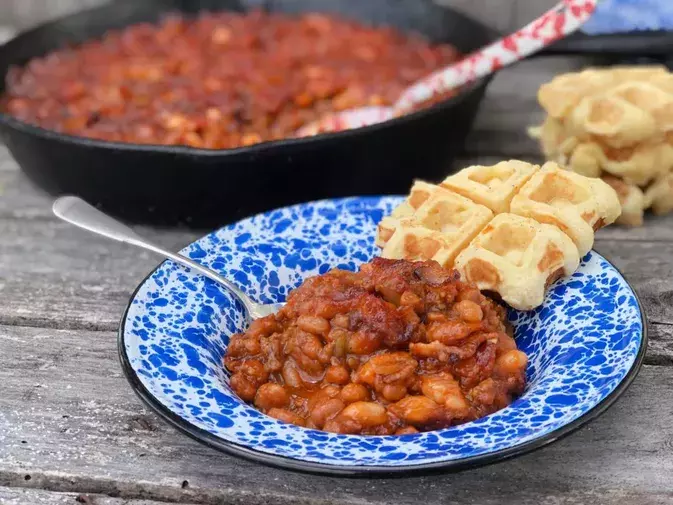 Serving Easy BBQ Baked Beans Recipe