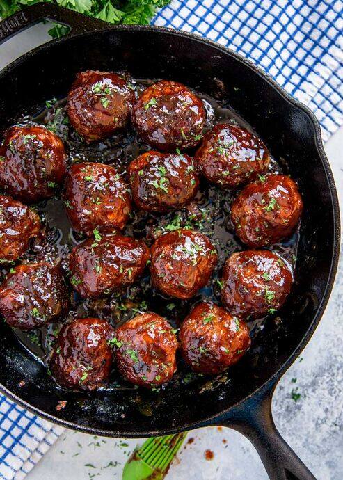 Simmering in a Saucepan BBQ Meatballs