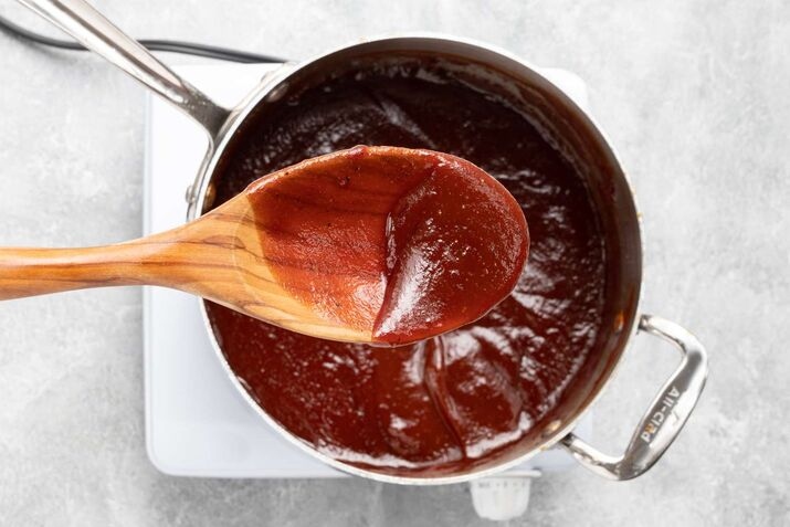 Simmering Handmade Sweet and Peppery BBQ Sauce
