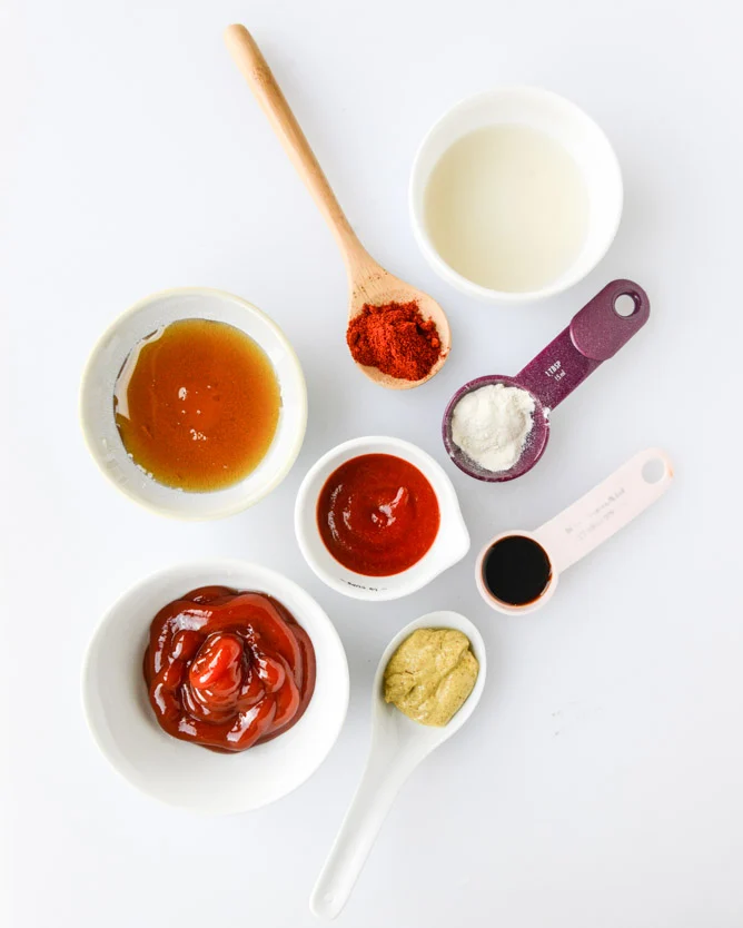 ingredients for Sriracha Bourbon BBQ Sauce