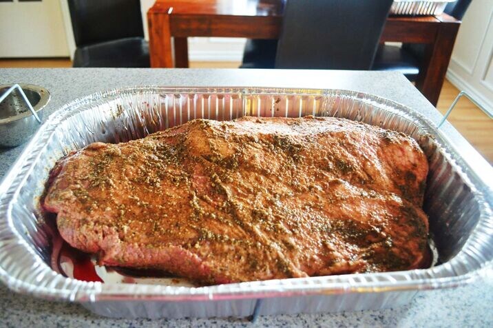 Marinating the Brisket Slow-roasted brisket with a wood-smoked flavor in the oven