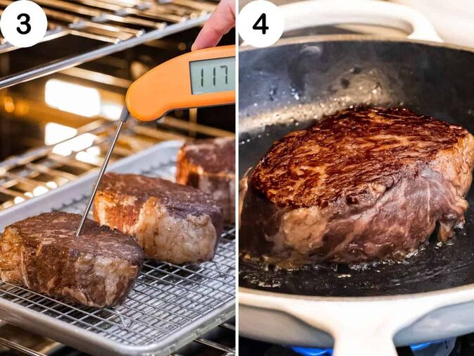 Best alternatives to cooking steak without a BBQ grill: Pre-sear and Oven Finish