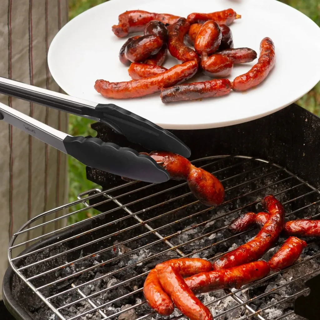 Can rubber tongs tolerate grilling heat?
