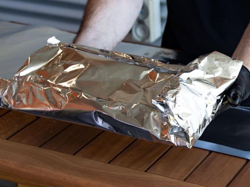 remove the ribs and wrap them in aluminum foil.