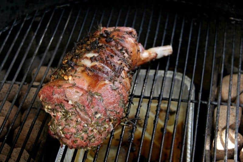 Grilling the Rosemary and Garlic Lamb Roast